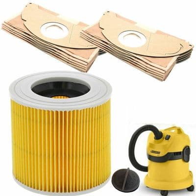 Filter Bags For Karcher Wet & Dry WD2 NT27/1 Vacuum Cleaner 10 Paper Bags Filter