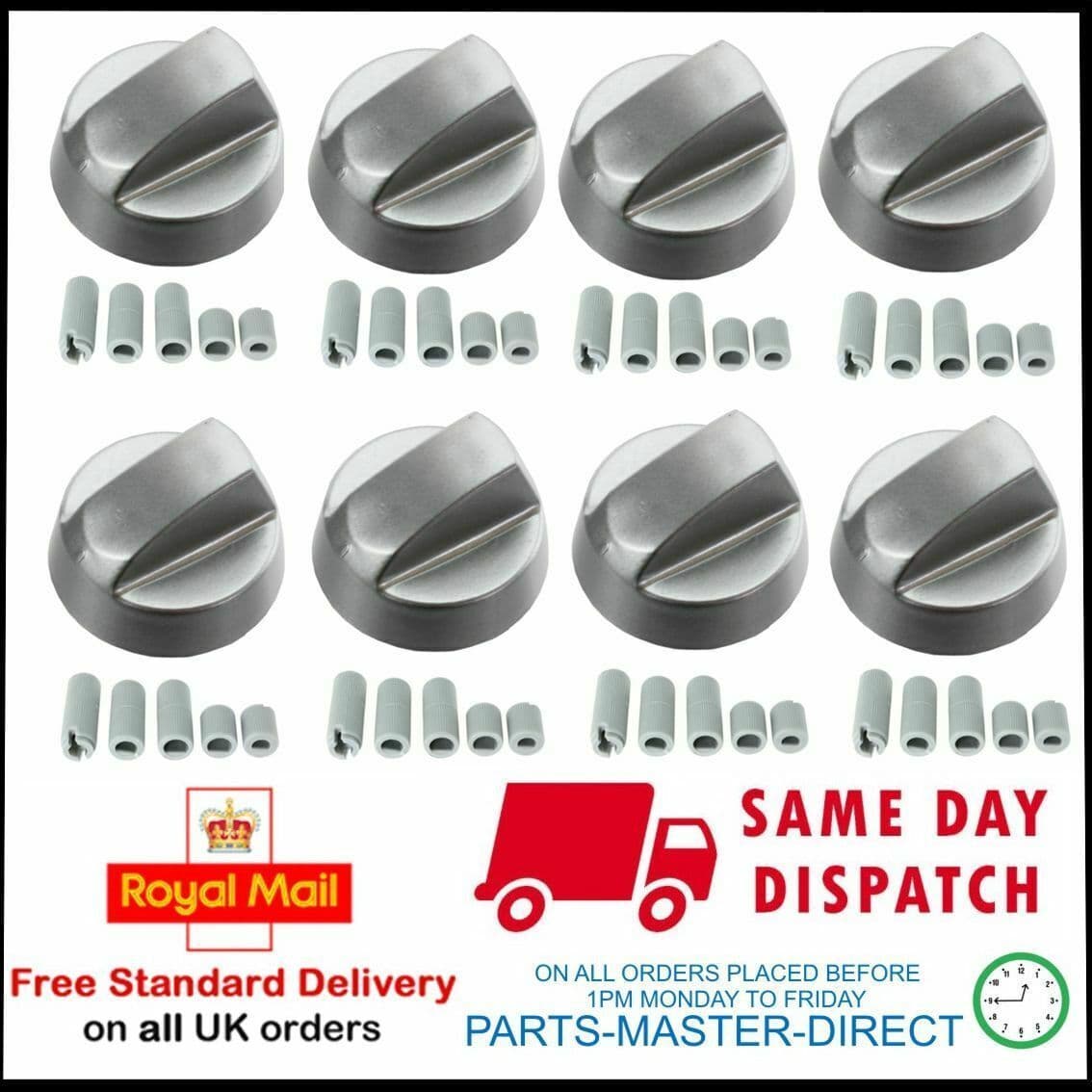 2 Oven Hob Knob For Stoves Cooker Switch Dial In Silver 61EDO 61EHDO (Pack Of 2 - Foto 2