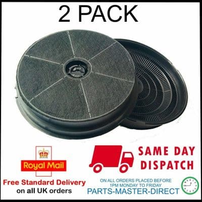FITS LEISURE 1K2BP, H100PK, CHARCOAL CARBON ANTI ODOUR COOKER HOOD FILTER 2 PACK