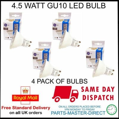 GENERAL ELECTRIC 4.5 WATT GU10 LED LIGHT BULB 360 LUMENS EQUI TO 50 WATT 4 PACK