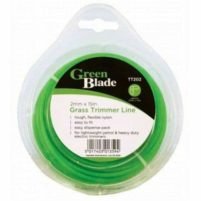 Green Blade Electric Trimmer Line Grass Weed Cutter Wire 2Mm Spool 15 Meters