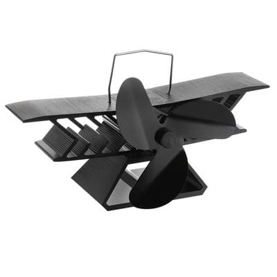 Heat Powered Mini Stove Top Fan Eco Plane 3 Blade Wood Log Burning Fire Burner