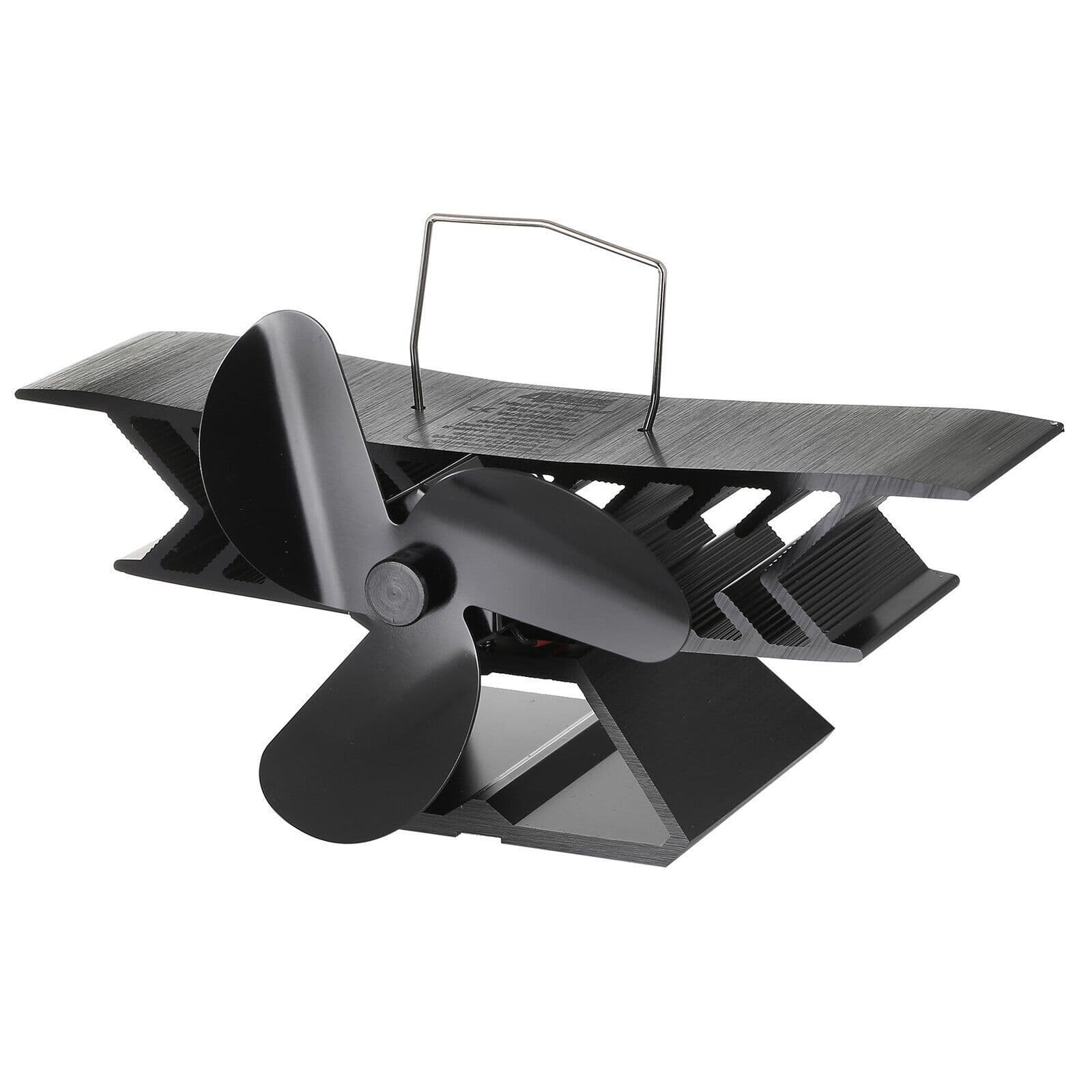 Heat Powered Mini Stove Top Fan Eco Plane 3 Blade Wood Log Burning Fire