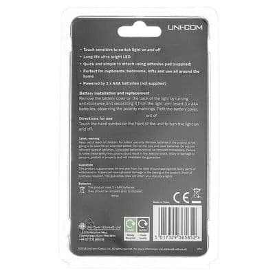 LONG LIFE ULTRA BRIGHT LED TOUCH LIGHT PERFECT FOR CUPBOARDS BEDROOMS LOFTS ETC