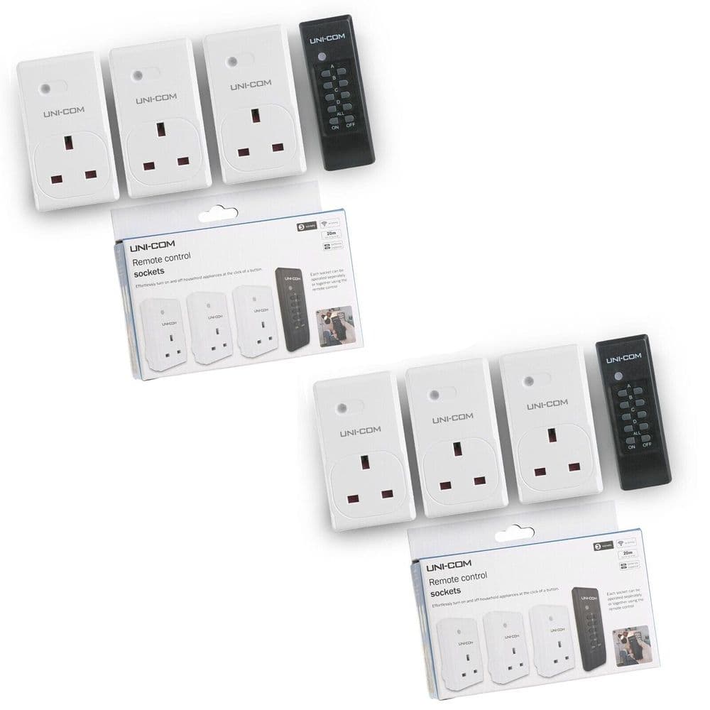 Pack Of 3 Wireless Remote Control Mains Sockets 20m Range With Remote ...