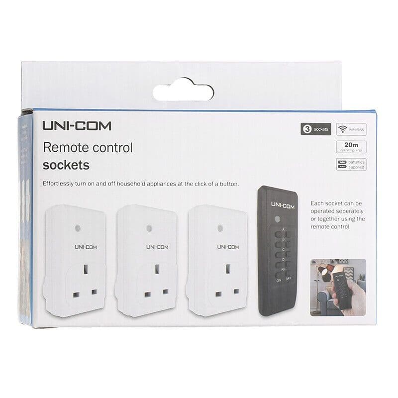 Pack Of 3 Wireless Remote Control Mains Sockets 20m Range With Remote ...