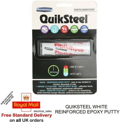 Quiksteel Reinforced Epoxy White Putty Mechanics Instant Plastic Repair 16502