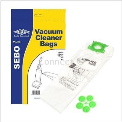 Sebo X-Series Cloth Dust Bags for X4 Extra X5 X7 X8 Upright Vacuum Cleaner 5 Per Pack