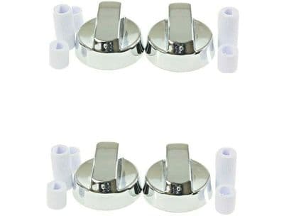 Silver Cooker Oven Hob Control Knob & Adaptors For Belling New World Stoves X 4