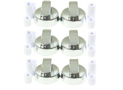 Silver Cooker Oven Hob Control Knob & Adaptors For Belling New World Stoves X 6