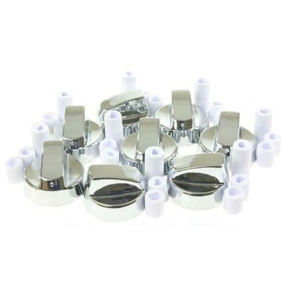 Silver Cooker Oven Hob Control Knob And Adaptors For Belling New World Stoves X 8