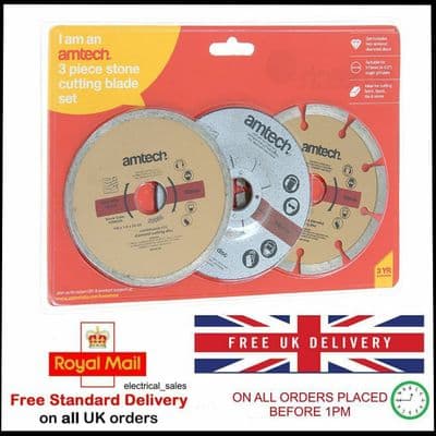 Stone Diamond Rim Cutting Discs 3 Piece Diamond & Cut Off Blade Disc Set V0260