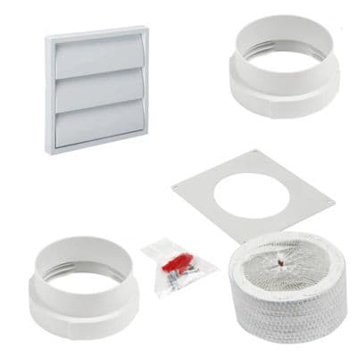 Universal White 100mm Cooker Hood Gravity Outlet Venting Kit. 1m tube length