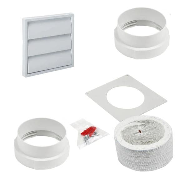 Universal White 100mm Cooker Hood Gravity Outlet Venting Kit. 1m tube length