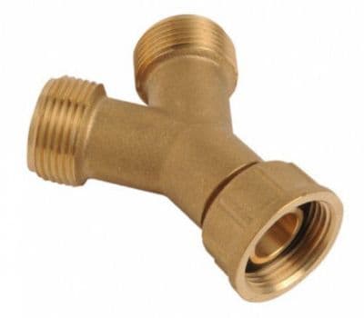WASHING MACHINE BRASS Y PIECE 2 WAY SPLITTER 3/4 INCH TWIN FEED UNION TYPE