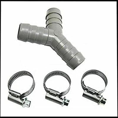 Y Piece Drain Hose Connector and Clips for Washing Machines and Dishwasher