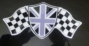 3D GEL sticker SET of 1 '59023 UNION JACK ' Size approx 12.4cm x 5.6cm (5 Inch x 2.2 Inch) MONOCHROME