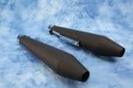 Bonneville Carb Models CAFE RACER Black Short Hooligan Style Megaphone Silencers "Pair" Plus 2 Hinckley Adapters.