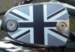 Bonneville Thruxton T100 & Scrambler. Brake Fluid Cap "Union Flag Logo" Chrome MONO/MATT.