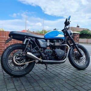 Bonnneville SE/Newchurch (Cast Wheel) Exhausts Weslake Shorty Pro Slip on Brushed Stainless Steel.