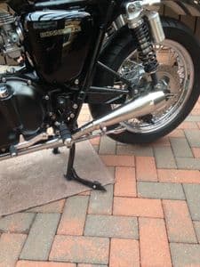 Clearance! T100 790/865cc Weslake Shorty Pro Slip on Stainless Steel Exhausts. (Spoke Wheel) 1 Pair.