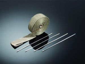 Heat resistant Exhaust wrap TITANIUM: 15 Meters x50mm Wide & Stainless steel clamps.
