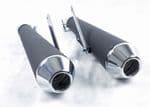Megaton Slip-on Silencers for Bonneville Thruxton & T100 1 Pair Black/Chrome. SKU: HH65-941BC
