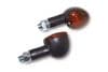 MICRO-FLASH Halogen Indicators Black. Smoke Amber Lenses. E-marked. (Sold in pairs)