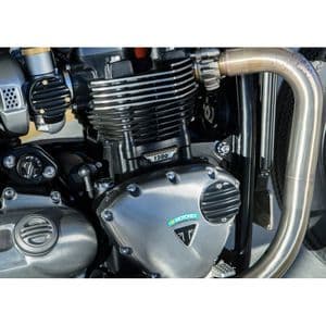 Motone ACG Badge/Points Cover.  Thruxton, Street Twin, Bobber, Bonneville: Black Fins: