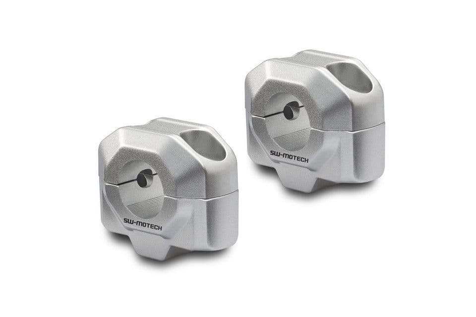 S W Motech HANDLE BAR RISER KIT 22mm Triumph Bars Alloy 30mm Up Silver