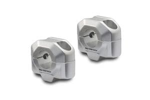 S W Motech HANDLE BAR RISER KIT. 28mm Triumph Bars: Alloy 20mm Up (Silver) LEH.00.039.20200