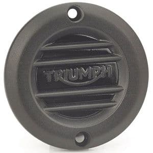 Street Twin, Bonneville T120 & Thruxton/R. Black Ribbed Clutch Badge. OEM# A9610253