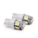 T10 w5w (501) Capless Xenon '5 SMD LED' Instrument/Sidelight Bulbs PAIR. T2700210 2500095 T0301