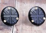 TPS Carb/Throttle Body Caps: Union Jack Black (Pair) Bonneville Bobber Thruxton Speed Twin.