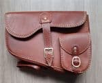 Triumph 1200 Bobber / Speedmaster Tan Leather Slash Cut Bag (Right Side)