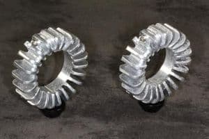 Triumph Bonneville Finned Exhaust Clamps. Bonneville/T100/Thruxton & SE. Original Slimline Style.
