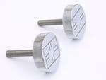 TRIUMPH Bonneville & Thruxton Rear Footpeg Eliminator Bolts Chrome: (Union Flag Logo)