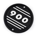 Triumph Street Cup, 900 Street Twin, T100. '900' Clutch Badge: Black/Polished Fins