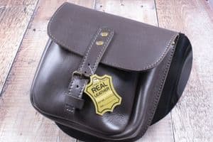 Triumph Thruxton Bonneville T100 Scrambler: Leather Saddle Bag. Rustic Brown Leather.