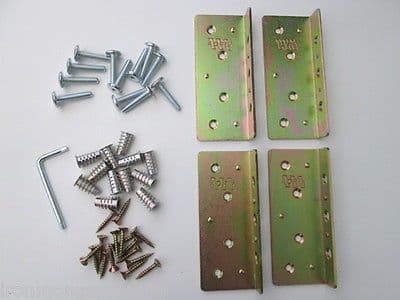 'Bed Loc' Bed Brackets BL122 - 1 Set of Bed Rail Connectors c/w all fixings