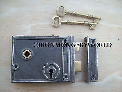 Vintage Cast Iron & Brass Rim Latch Lock – Hand-Aged Finish With Emergency Release – For Bathroom Or Bedroom Doors - View #12