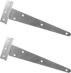 1 PAIR 18" STRONG GARDEN GATE DOOR SHED TEE T HINGES SILVER ZINC GALVANISED