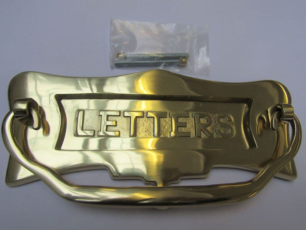 10" Letters Embossed Postal Door Knocker Polished Brass