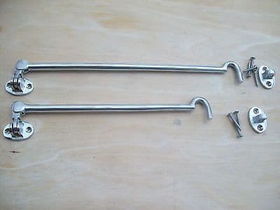 10" OR 12" HIGH QUALITY SOLID SATIN CHROME CAN HOOKS AND EYE DOOR LATCH