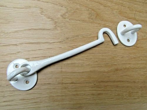 10" Plain Cast Iron Can Hook White