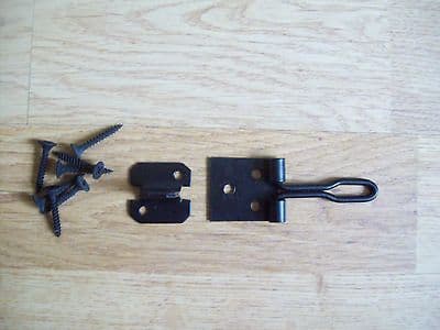 10 X 3" BLACK WIRE HASP & STAPLE,SHED RABT HUTCH GATES DOORS CATCH LATCH