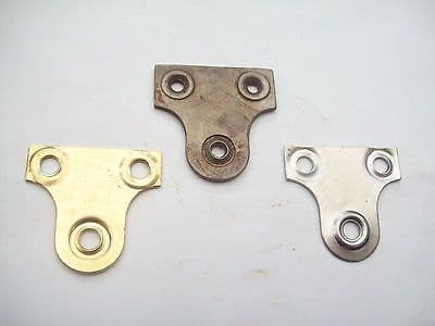 10 x 38mm PICTURE MIRROR FIXING HOOKS PLATES FRAME HANGING HANGER BRASS