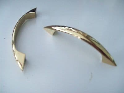 10 X ARCHED BOW CANET DOOR DRAWER CUPBOARD KITCHEN PULL HANDLES FINISH BRASS