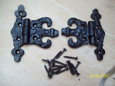 10 X Black Antique Iron Unequal Fancy Butterfly Hinges