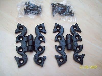 10 x  BLACK ANTIQUE ORNATE CANET  BUTTERFLY HINGES